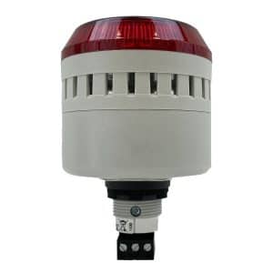 Avertisseur    combiné feu fixe/clignotant rouge à LED • à son continu ou discontinu 2 tons • ø 65 mm