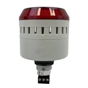 Avertisseur     combiné feu fixe/clignotant rouge à LED • son continu ou discontinu 2 tons • ø 45 mm