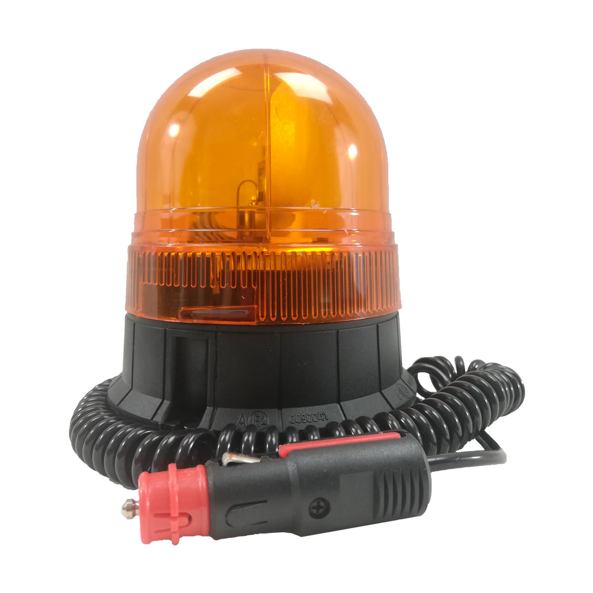 Gyrophare compact orange • câble 3m spiralé avec prise allume-cigare • Hauteur verrine 140 mm