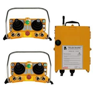 Radiocommande telecrane F24 – 60N avec 1 émetteur de secours • 2 Joysticks 4 axes • (5 boutons poussoir 1 cran) • 4 interrupteurs à levier