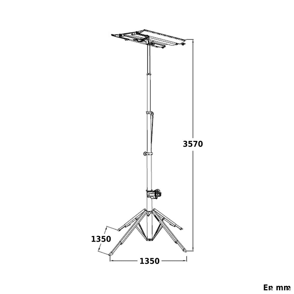 Elévateur électrique portatif • Levmat360 • 130 kg à 3 m / 120 kg à 3,57 m