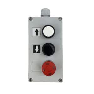 Boîte à boutons pneumatique pour circuit de commande 2,7 x 4 mm 1 vitesse de levage • arrêt d’urgence