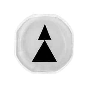 Etiquette de bouton flèche double noire sur fond blanc vertical