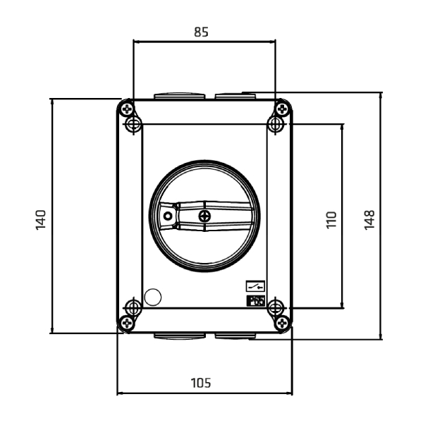 Interrupteur sectionneur 3P cadenassable en coffret acier •      32 A